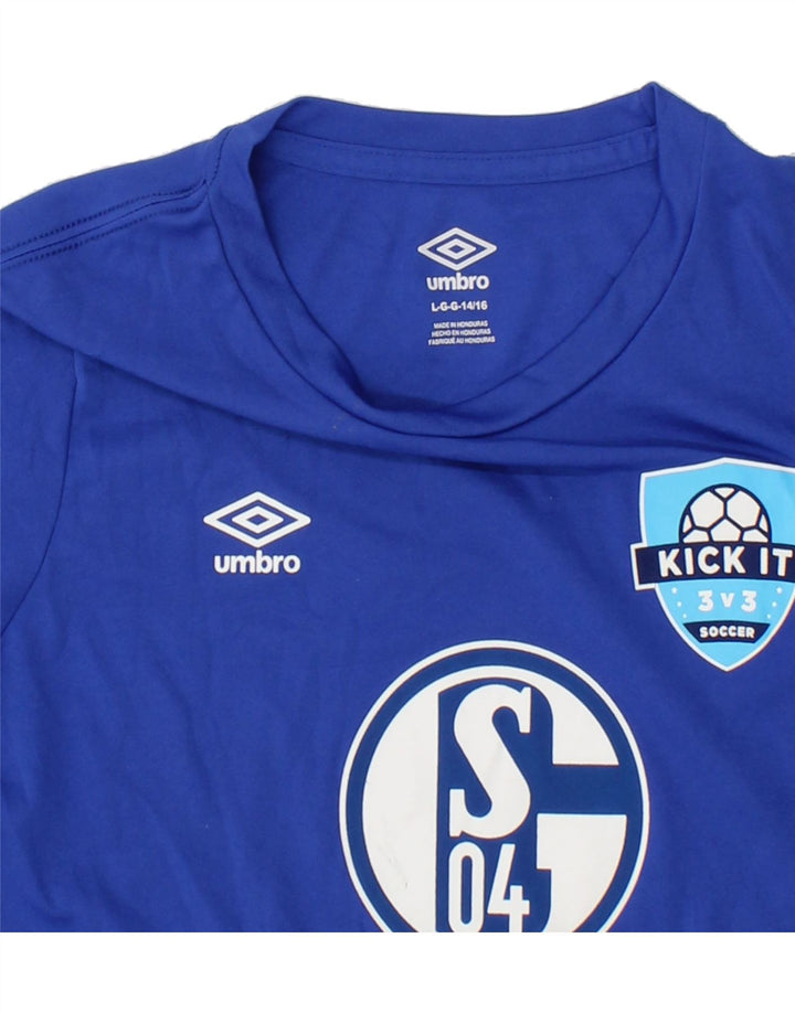 UMBRO Boys Graphic T-Shirt Top 14-15 Years Large Blue Polyester Vintage Umbro and Second-Hand Umbro from Messina Hembry 
