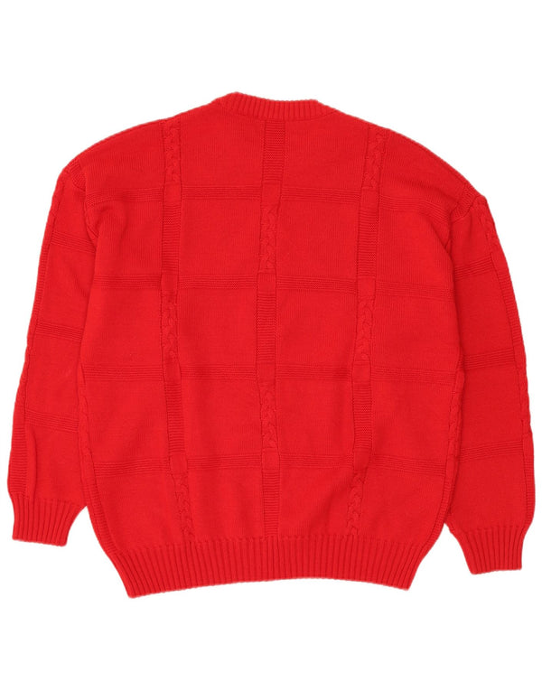 IL GRANCHIO Mens Crew Neck Jumper Sweater Large Red Wool