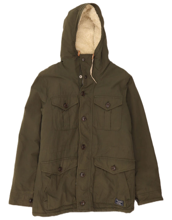 Abercrombie & Fitch Mens Hooded Windbreaker Jacket UK 38 Medium Khaki