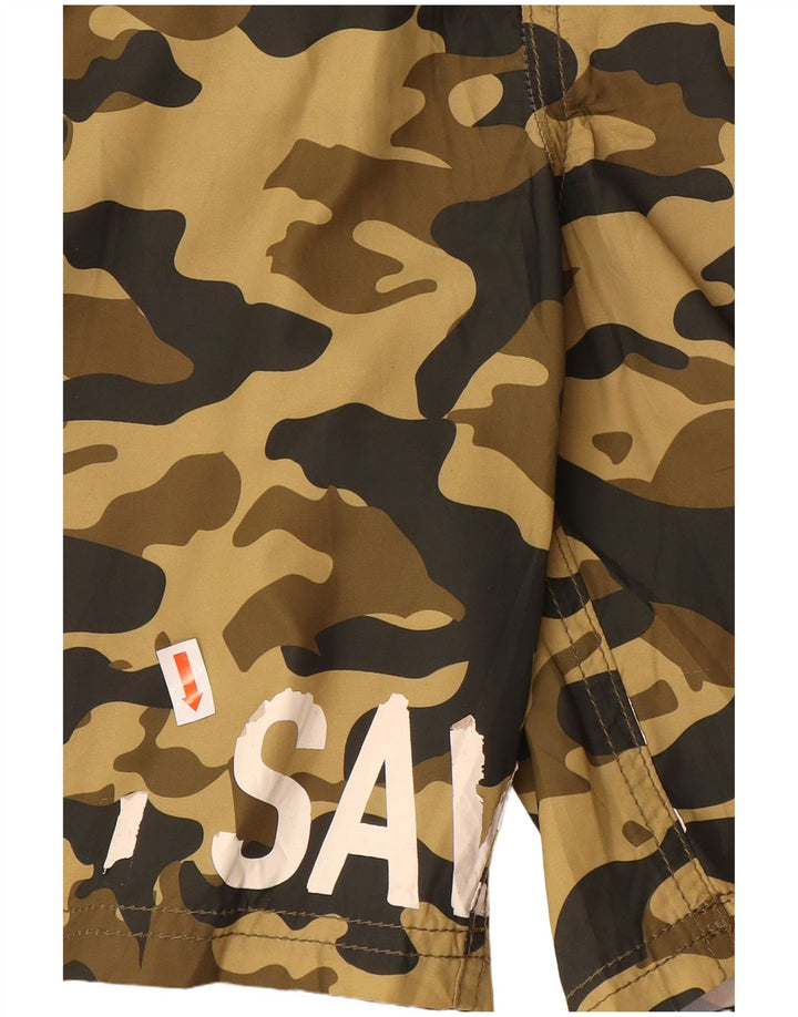 Zara Mens Graphic Swimming Shorts Medium  Brown Camouflage Polyester