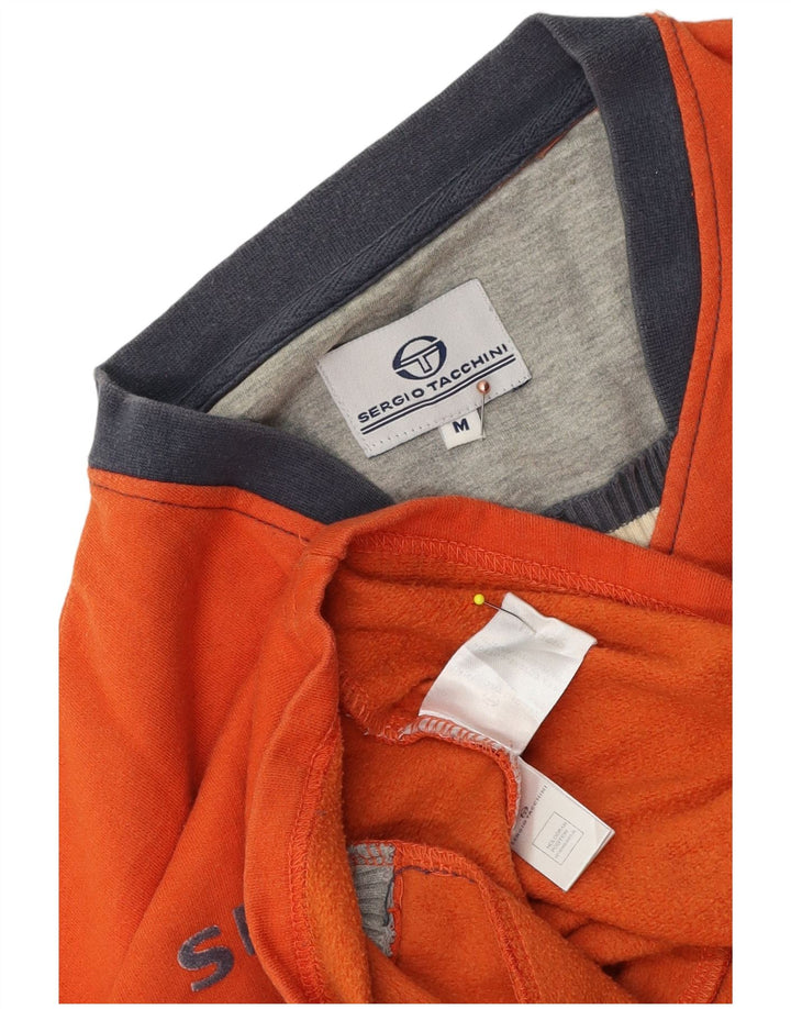 Sergio Tacchini Mens Graphic Sweatshirt Jumper Medium Orange Cotton