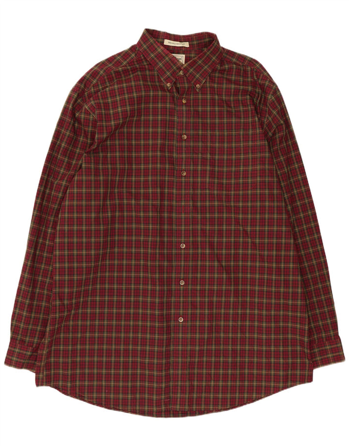 L.L.Bean Mens Tall Shirt XL Burgundy Check Cotton