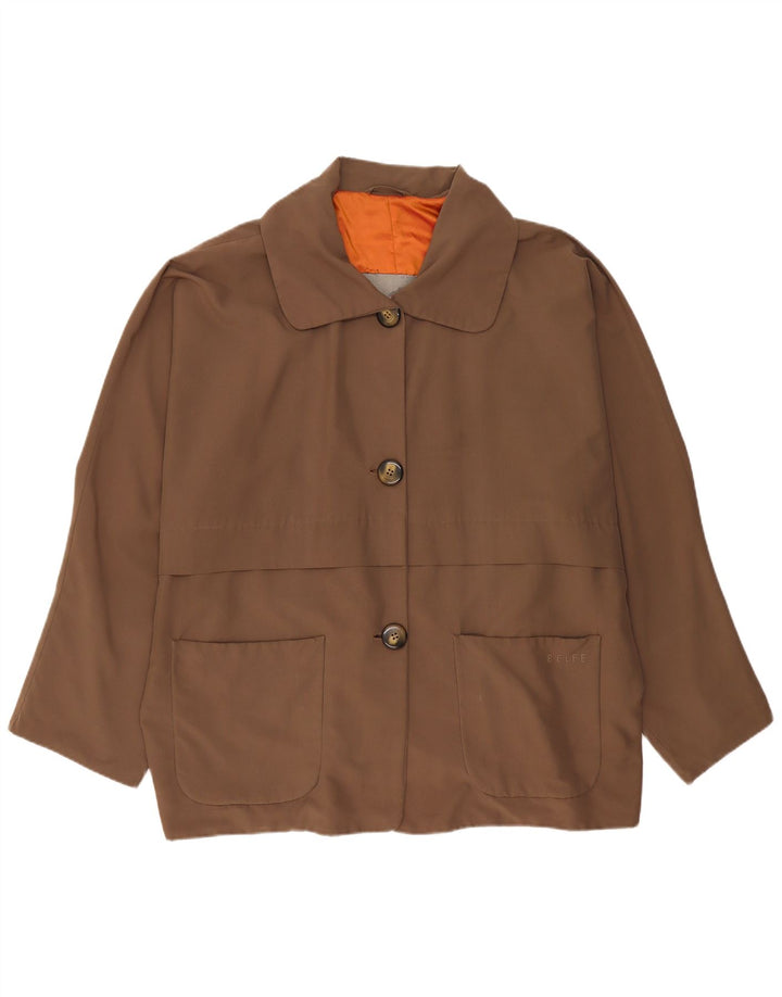Belfe Womens 3 Button Oversized Utility Jacket EU 44 XL Brown Nylon