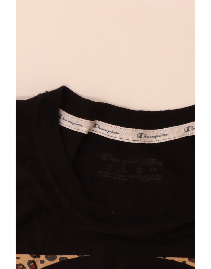 Champion Womens Graphic T-Shirt Top UK 18 XL Black Cotton