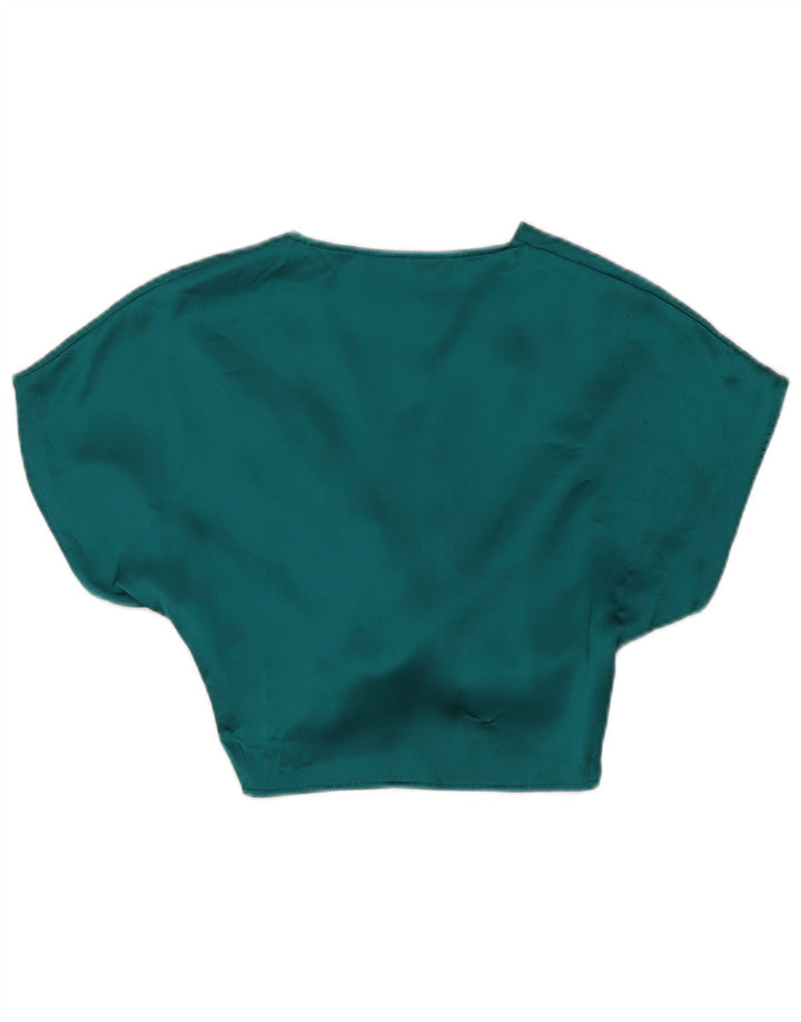 Zara Womens Crop Blouse Top UK 6 XS Green Polyester