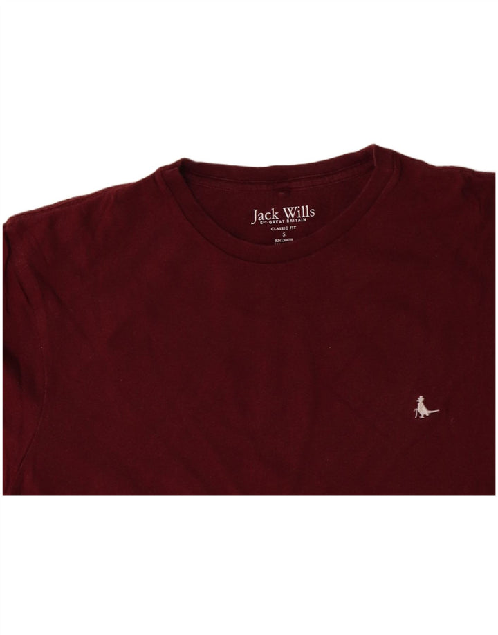 JACK WILLS Mens Classic Fit T-Shirt Top Small Burgundy Cotton