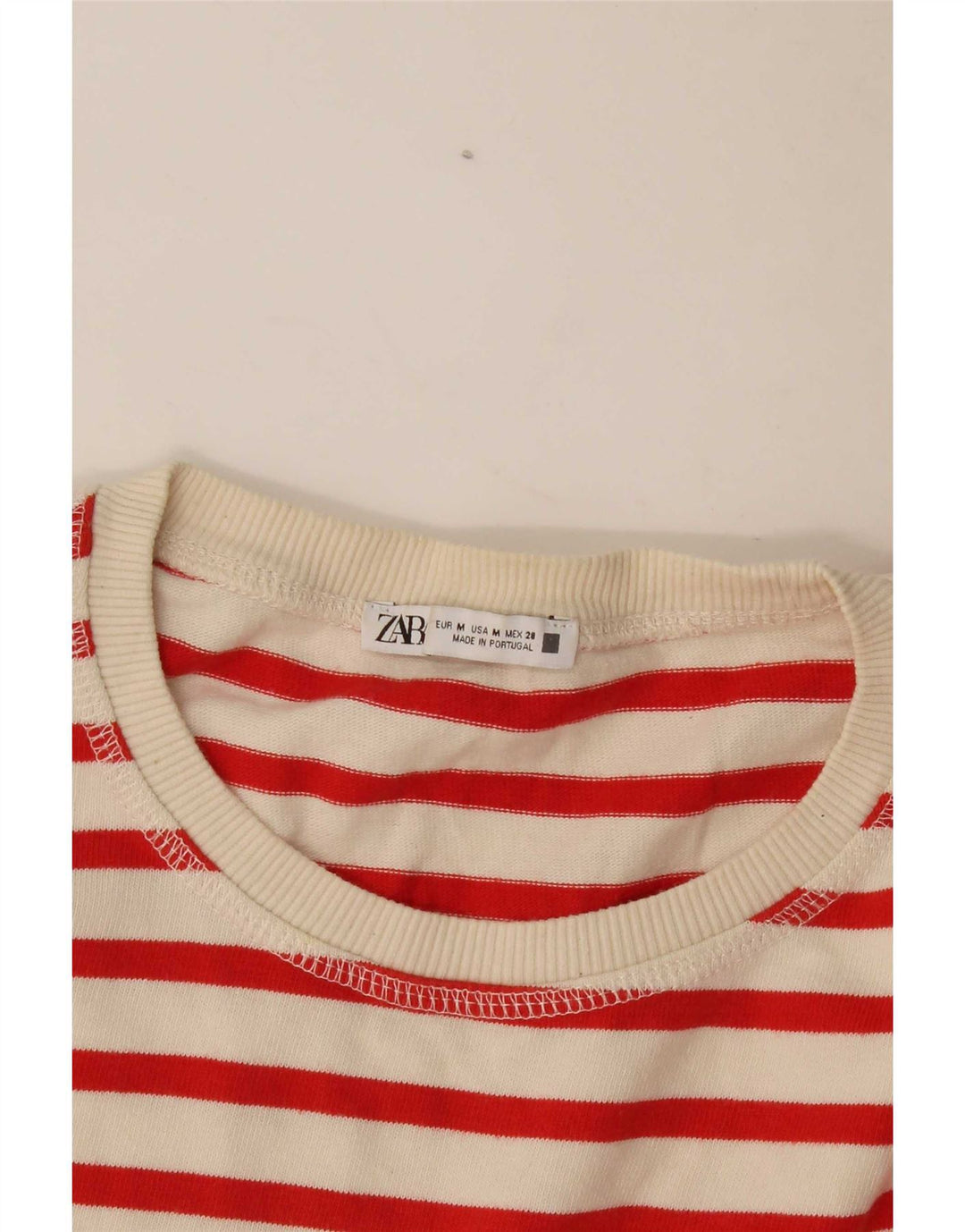Zara Womens Top Long Sleeve UK 14 Medium Off White Striped