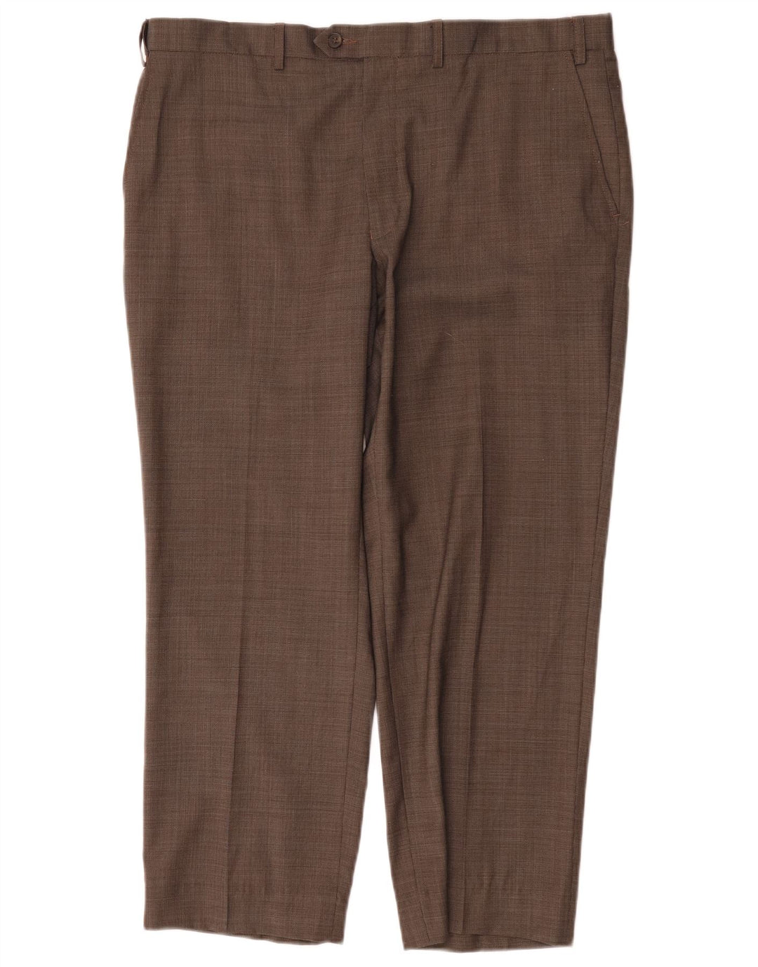Marks & Spencer Mens Straight Suit Trousers W38 L29 Brown Wool