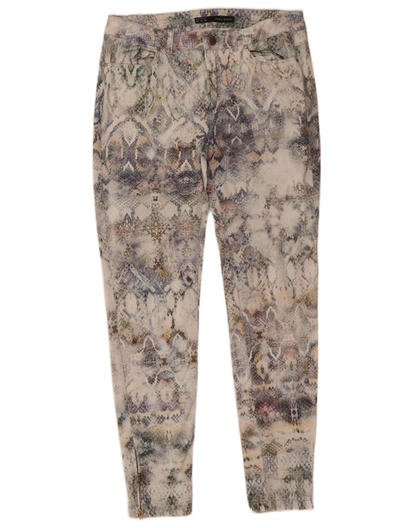 Zara Womens Slim Chino Trousers Medium W28 L27 Multicoloured Animal Print