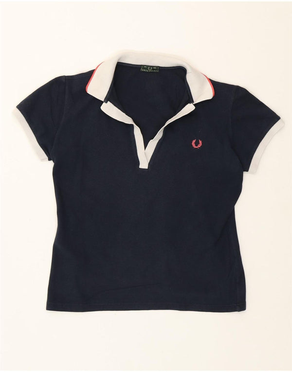 Fred Perry Womens Crop Polo Shirt UK 18 XL Navy Blue Cotton