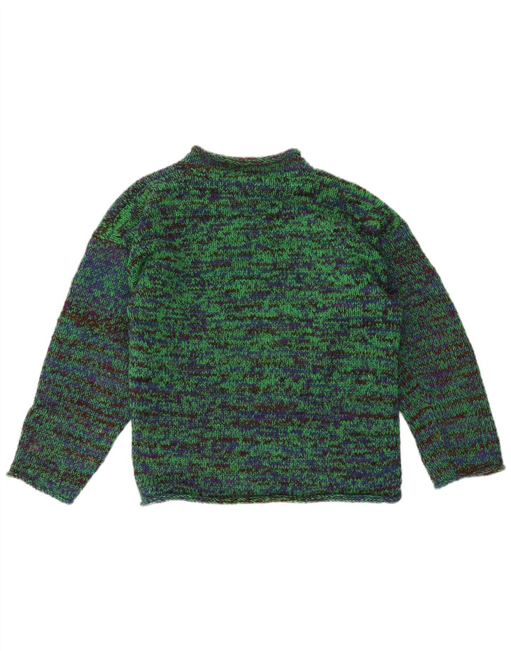 Legend Mens Crew Neck Jumper Sweater Medium Green Flecked Cotton