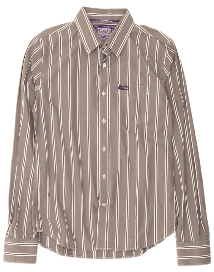 Superdry Mens Shirt XL Grey Striped Cotton