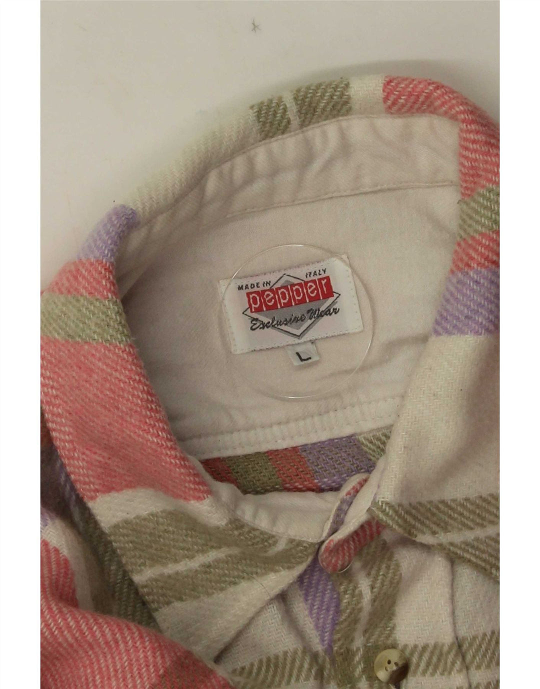 Vintage Mens Flannel Shirt Large Pink Check Acrylic