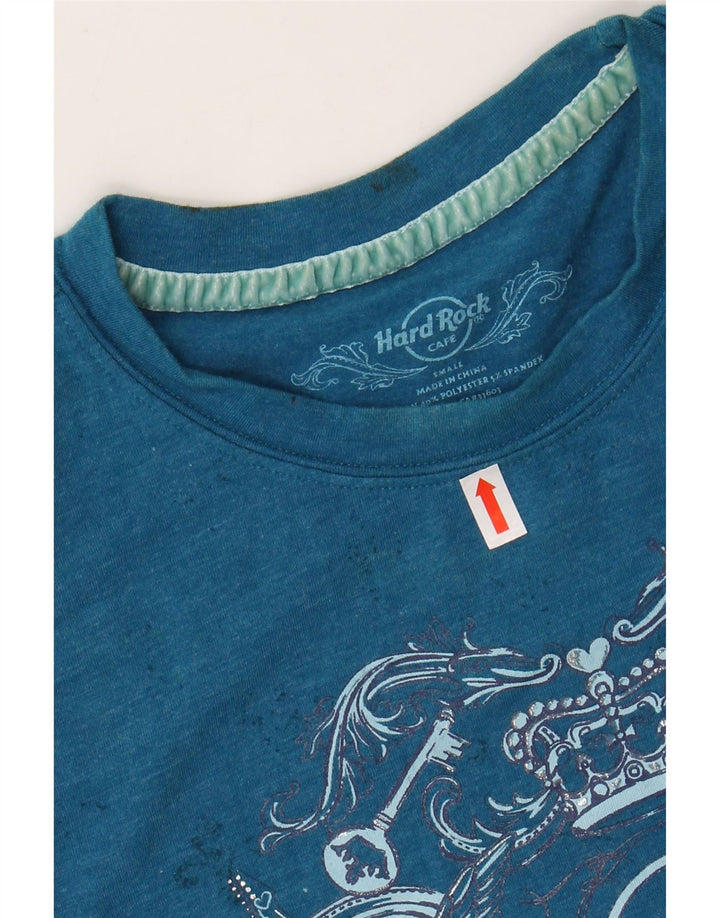 HARD ROCK CAFE Womens San Diego Graphic T-Shirt Top UK 8 Small Blue Cotton