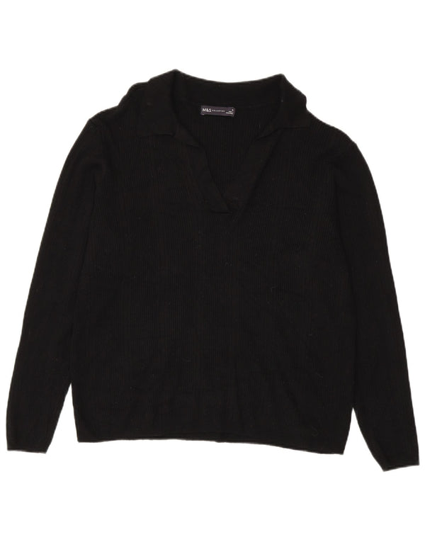 Marks & Spencer Womens Polo Neck Jumper Sweater UK 18 XL Black Viscose