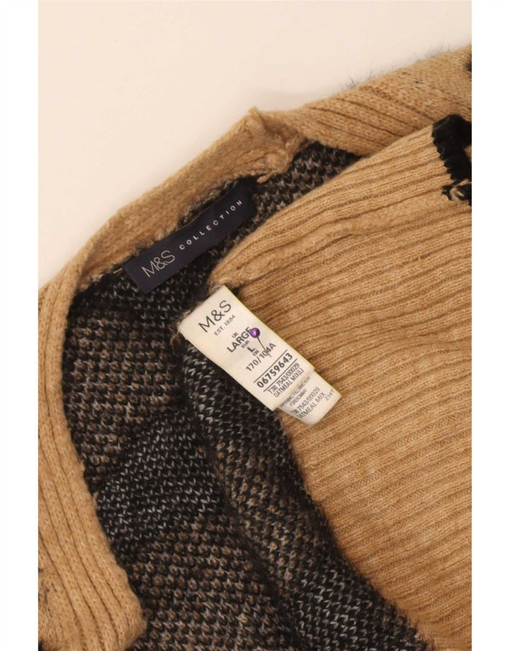Marks & Spencer Womens Oversized Cardigan Sweater UK 16 Large Beige