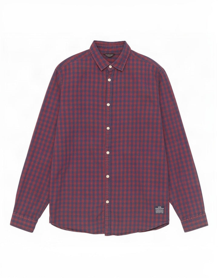 Jack & Jones Mens Shirt Medium Red Gingham Cotton