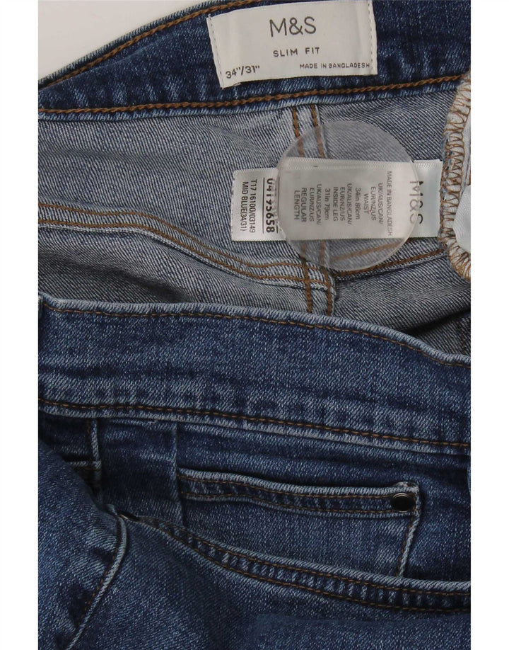Marks & Spencer Mens Slim Jeans W34 L31 Blue Cotton