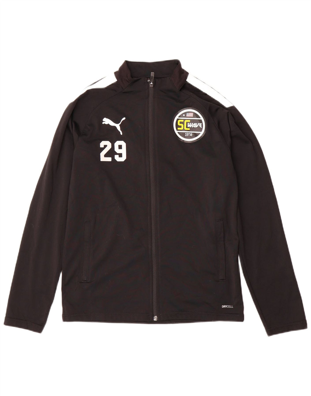 PUMA Boys Tracksuit Top Jacket 13-14 Years Black Colourblock Polyester