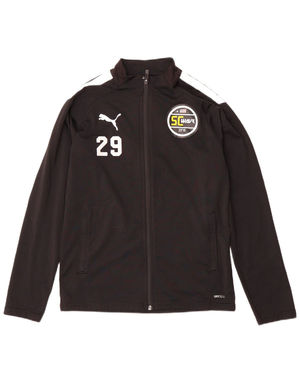 PUMA Boys Tracksuit Top Jacket 13-14 Years Black Colourblock Polyester