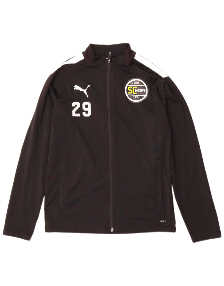 PUMA Boys Tracksuit Top Jacket 13-14 Years Black Colourblock Polyester