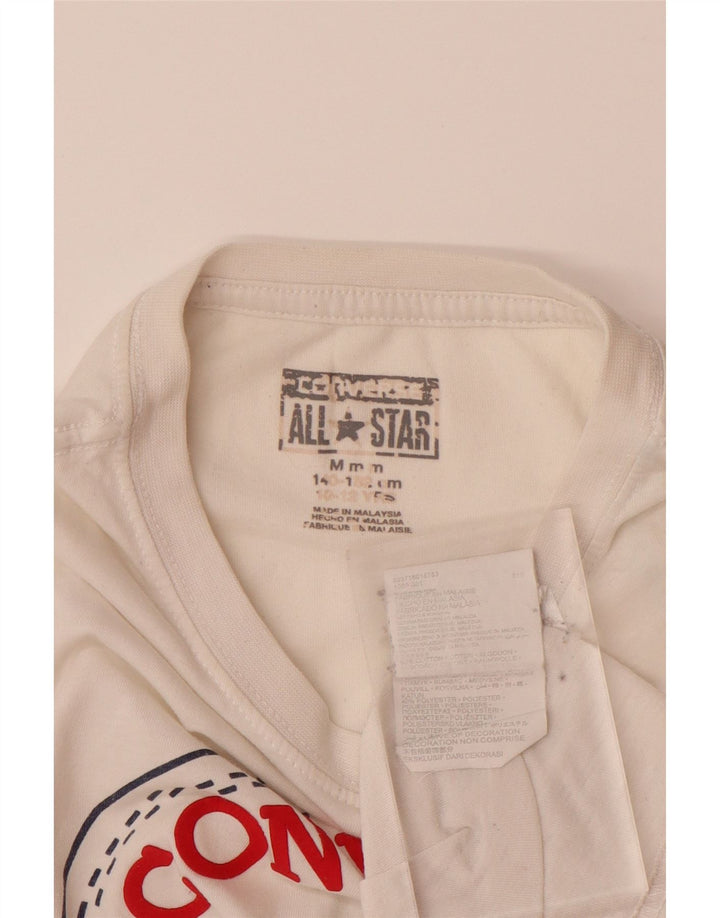 CONVERSE Boys Graphic T-Shirt Top 10-11 Years Medium White Cotton