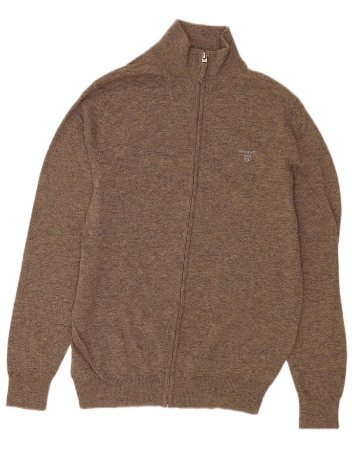 GANT Mens Cardigan Sweater Medium Brown Flecked Wool