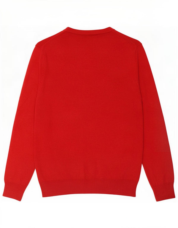 Marks & Spencer Mens V-Neck Jumper Sweater Large Red Cotton