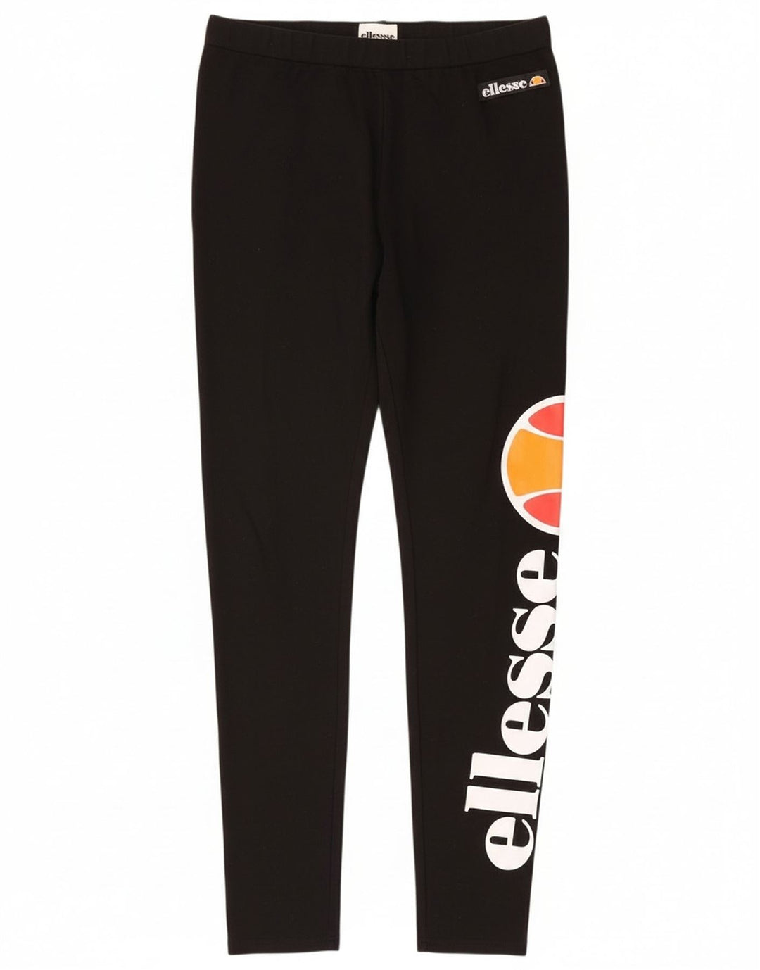 Ellesse Womens Graphic Leggings UK 12 Medium Black Cotton