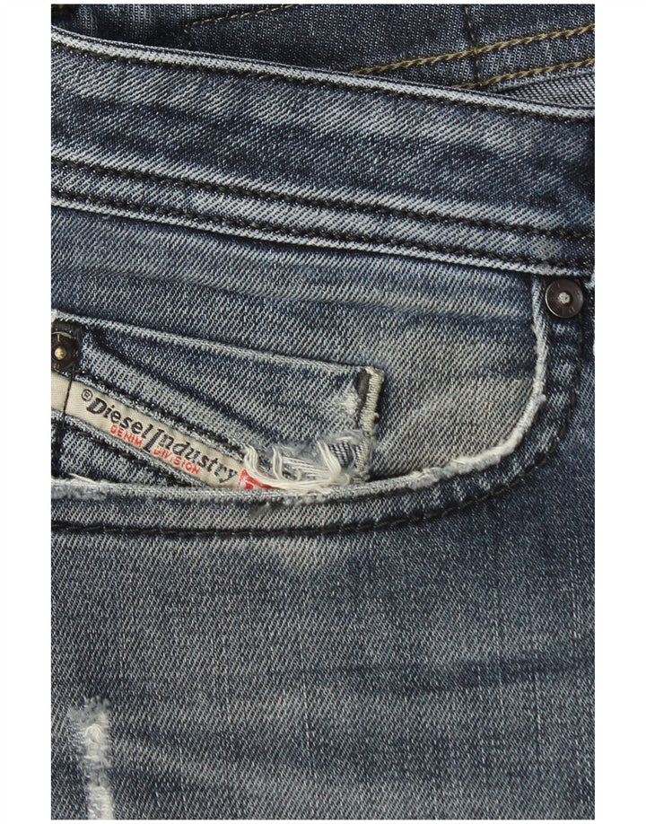 Diesel Mens Distressed Straight Jeans W33 L27 Blue