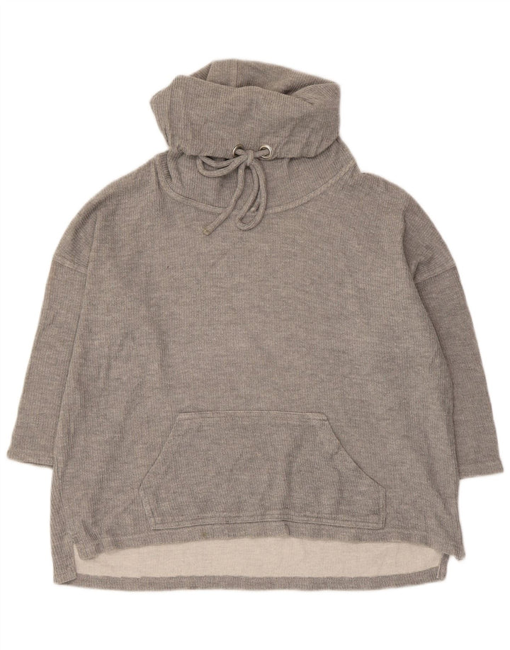 Zara Womens 3/4 Sleeve Oversized Jumper Sweater UK 14 Medium Grey