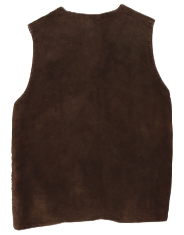 Vintage Mens Sleeveless Cardigan Sweater Small Brown Striped