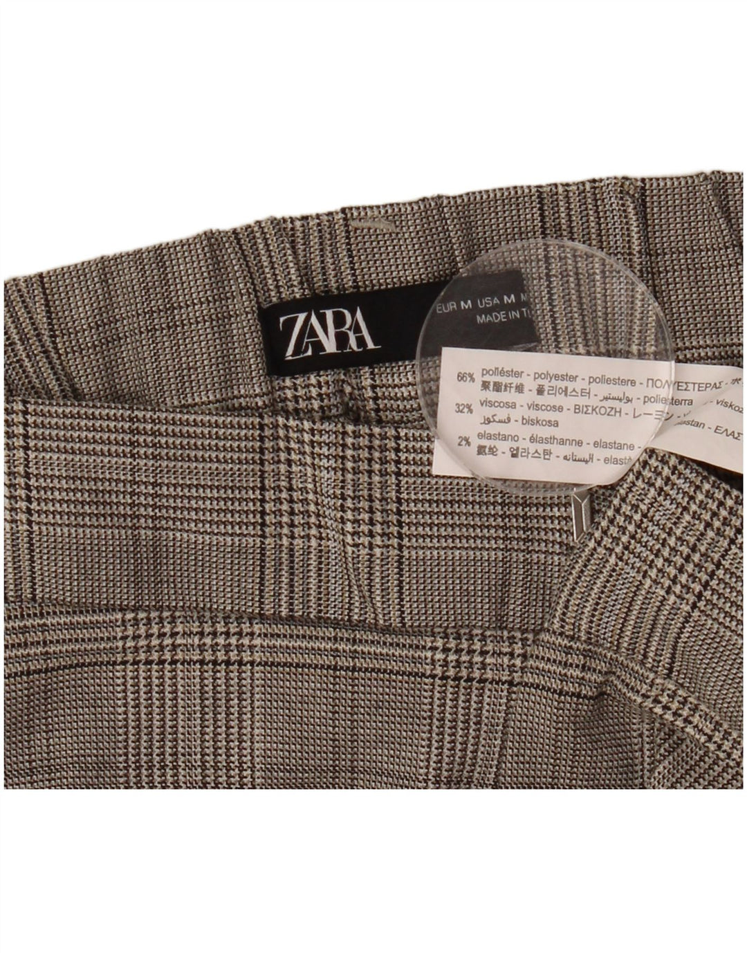 Zara Womens Straight Chino Trousers Medium W28 L26 Grey Houndstooth