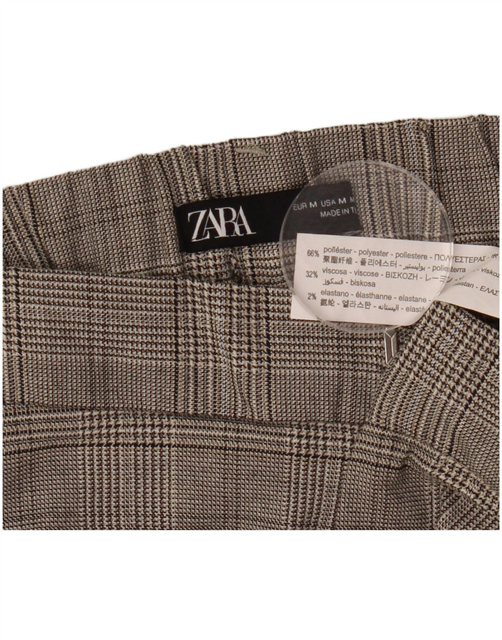 Zara Womens Straight Chino Trousers Medium W28 L26 Grey Houndstooth