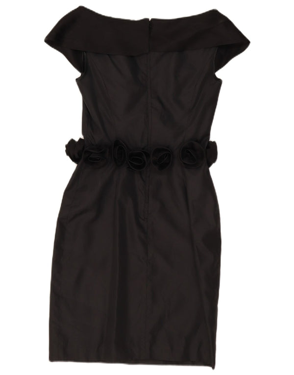 Vintage Womens Off Shoulder Dress UK 8 Small Black Polyester