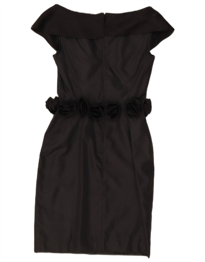 Vintage Womens Off Shoulder Dress UK 8 Small Black Polyester