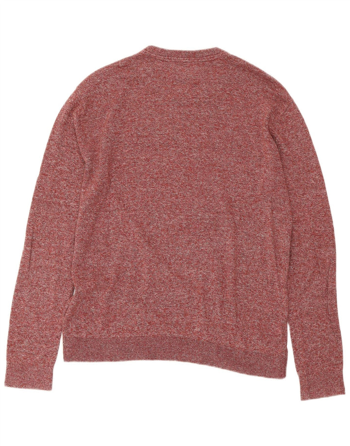 TOMMY HILFIGER Mens Crew Neck Jumper Sweater Small Burgundy Cotton