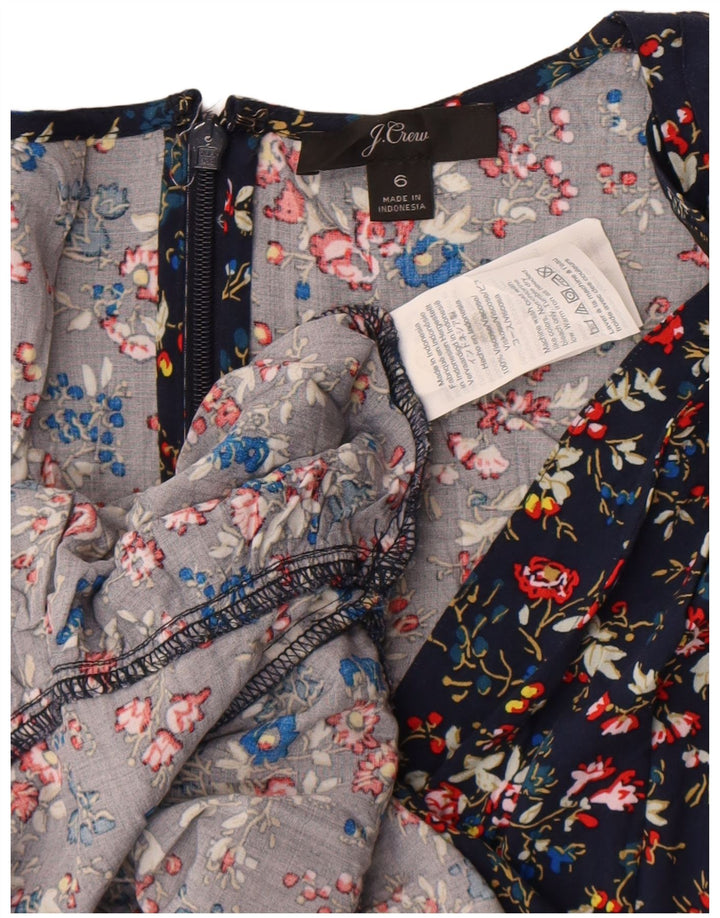 J. Crew Womens A-Line Dress US 6 Medium Navy Blue Floral Viscose