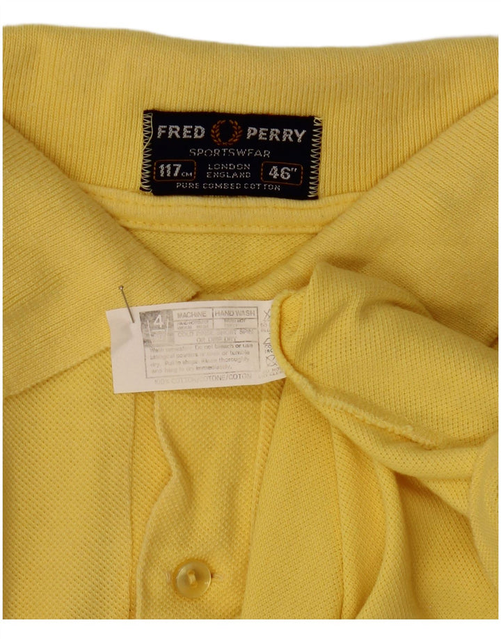 Fred Perry Mens Polo Shirt Large Yellow Cotton