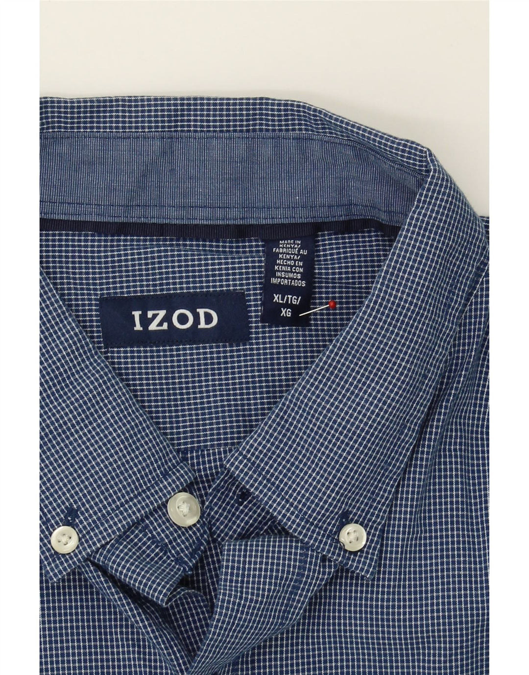 IZOD Mens Shirt XL Navy Blue Check Cotton Vintage Izod and Second-Hand Izod from Messina Hembry 