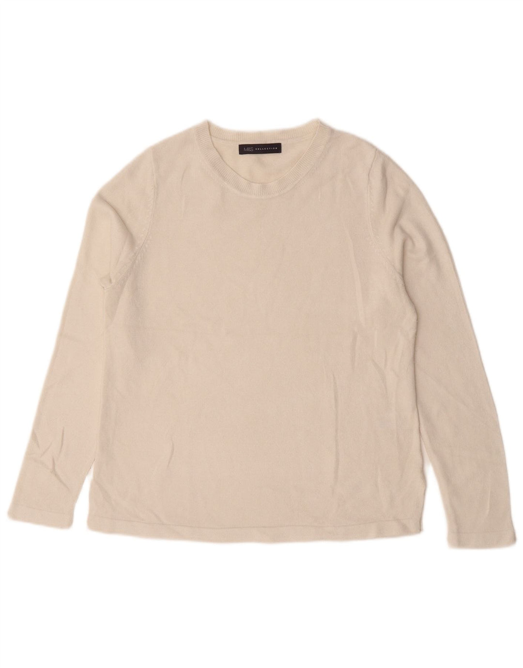 Marks & Spencer Womens Crew Neck Jumper Sweater UK 12 Medium White Acrylic