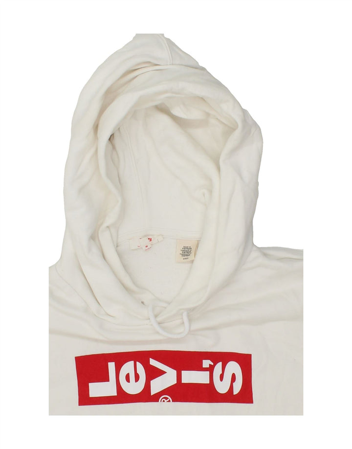 LEVI'S Womens Oversized Graphic Sweatshirt Jumper UK 10 Small White Cotton Vintage Levi's and Second-Hand Levi's from Messina Hembry 