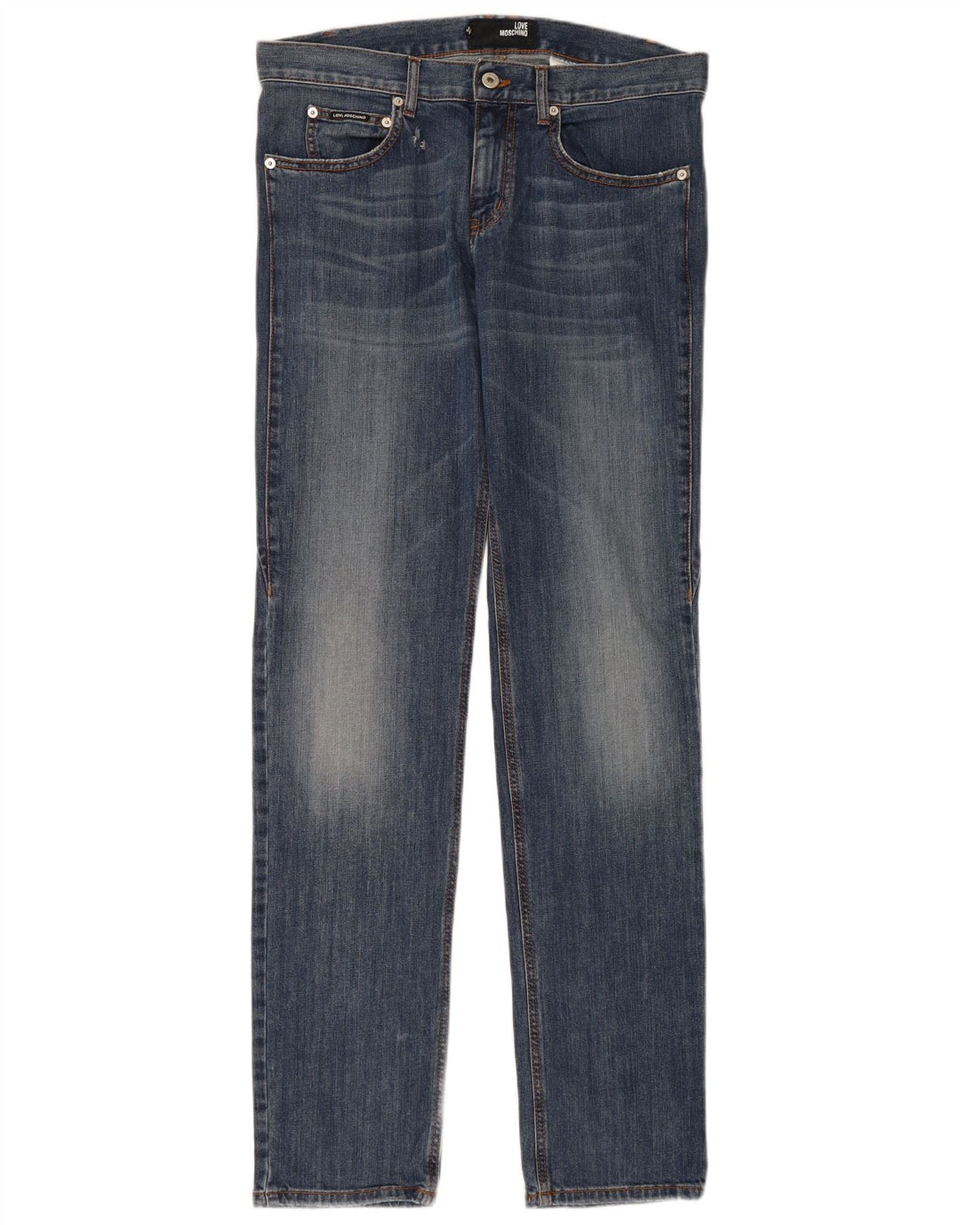 MOSCHINO Mens Straight Jeans W34 L34 Blue Cotton