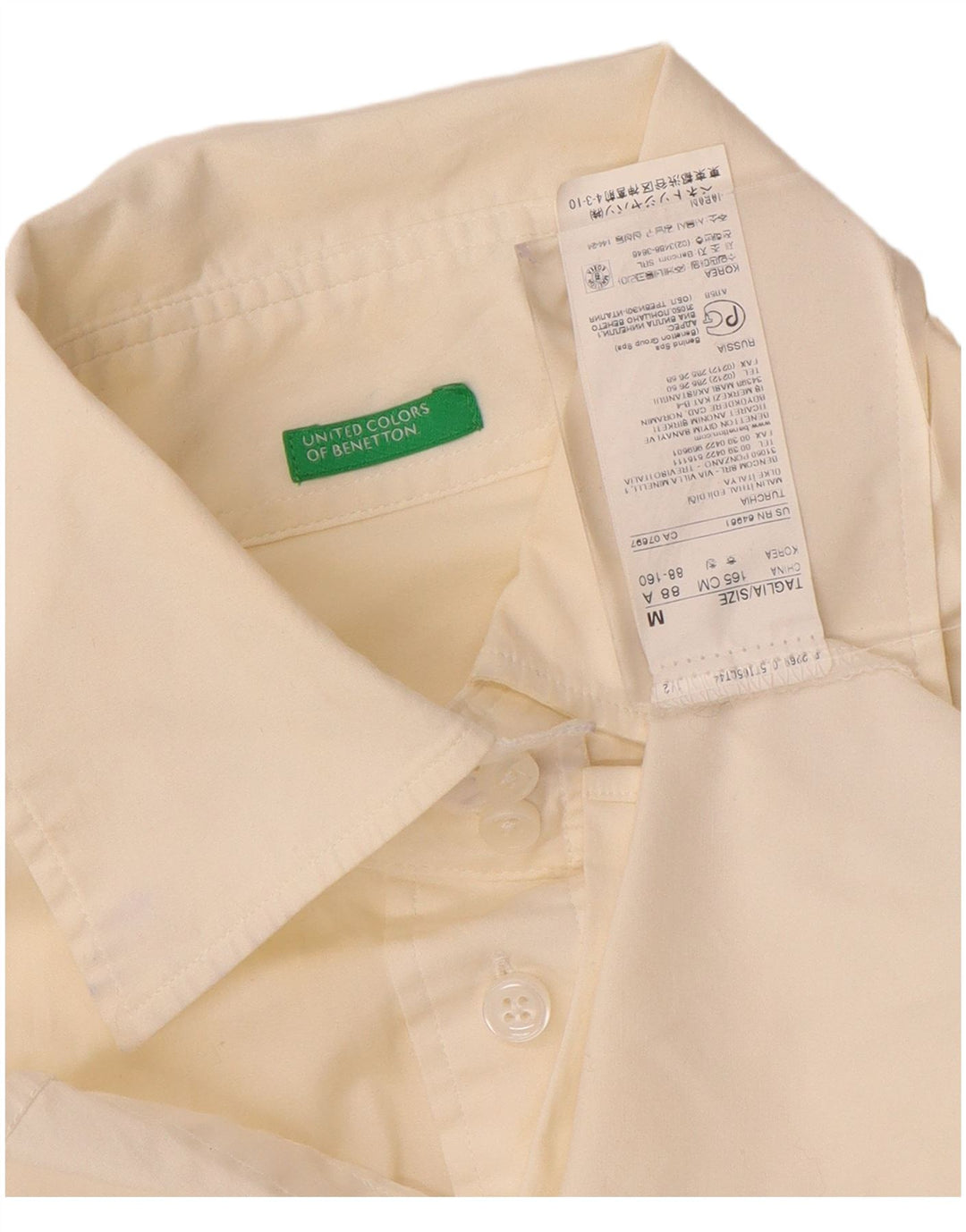 Benetton Womens Formal Shirt UK 12 Medium White Cotton