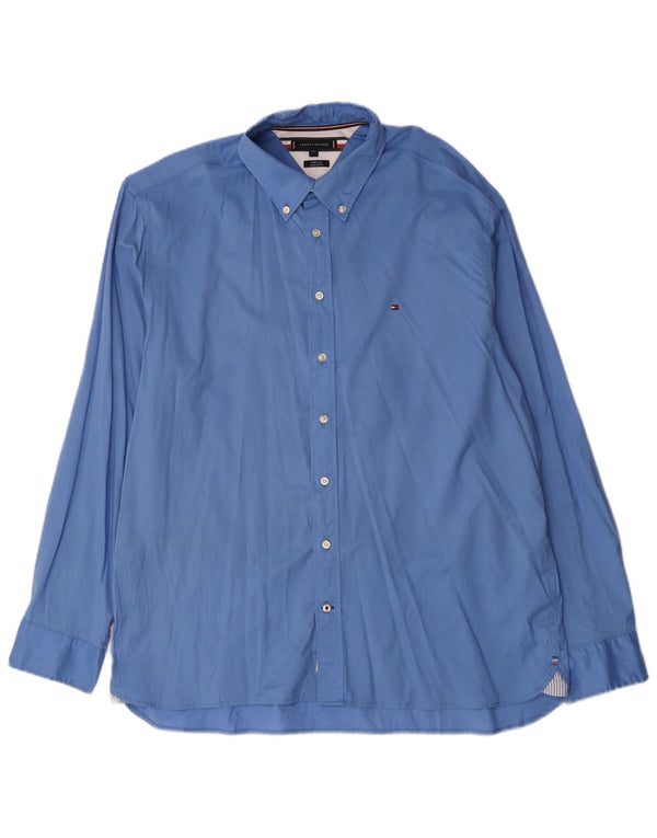 Tommy Hilfiger Mens Regular Fit Shirt 2XL Blue Cotton