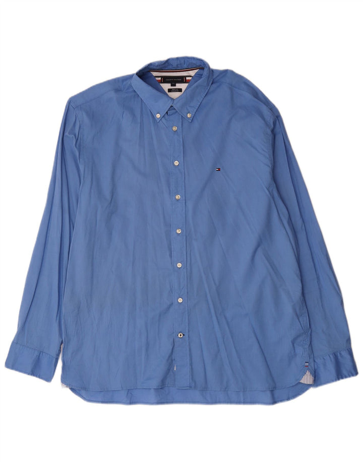 Tommy Hilfiger Mens Regular Fit Shirt 2XL Blue Cotton