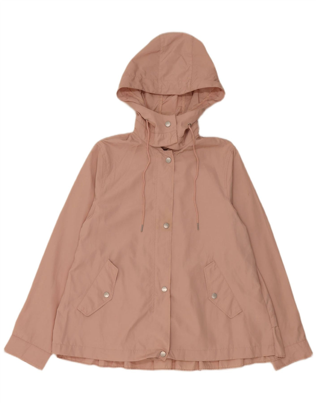 Zara Womens Hooded Rain Jacket UK 14 Medium Pink Polyester