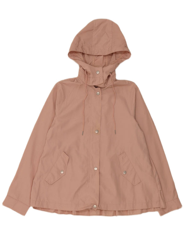 Zara Womens Hooded Rain Jacket UK 14 Medium Pink Polyester