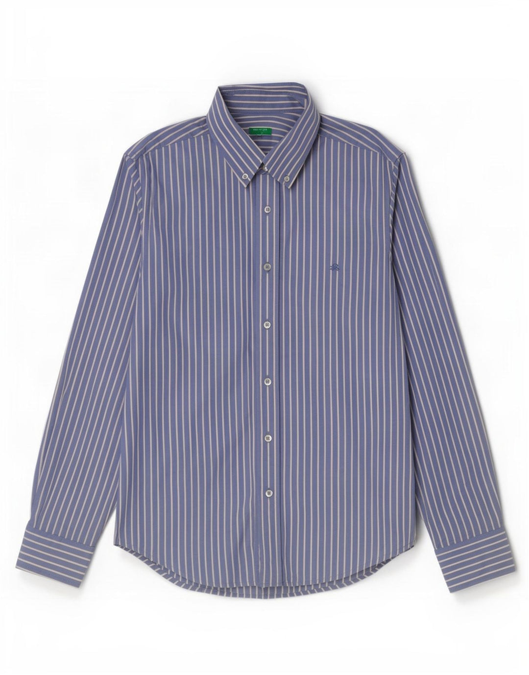 Benetton Mens Shirt Medium Blue Pinstripe Cotton