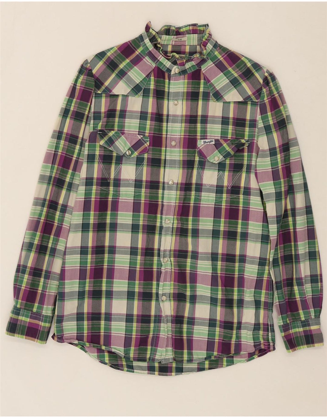 WRANGLER Womens Slim Shirt UK 16 Large Multicoloured Check Cotton Vintage Wrangler and Second-Hand Wrangler from Messina Hembry 